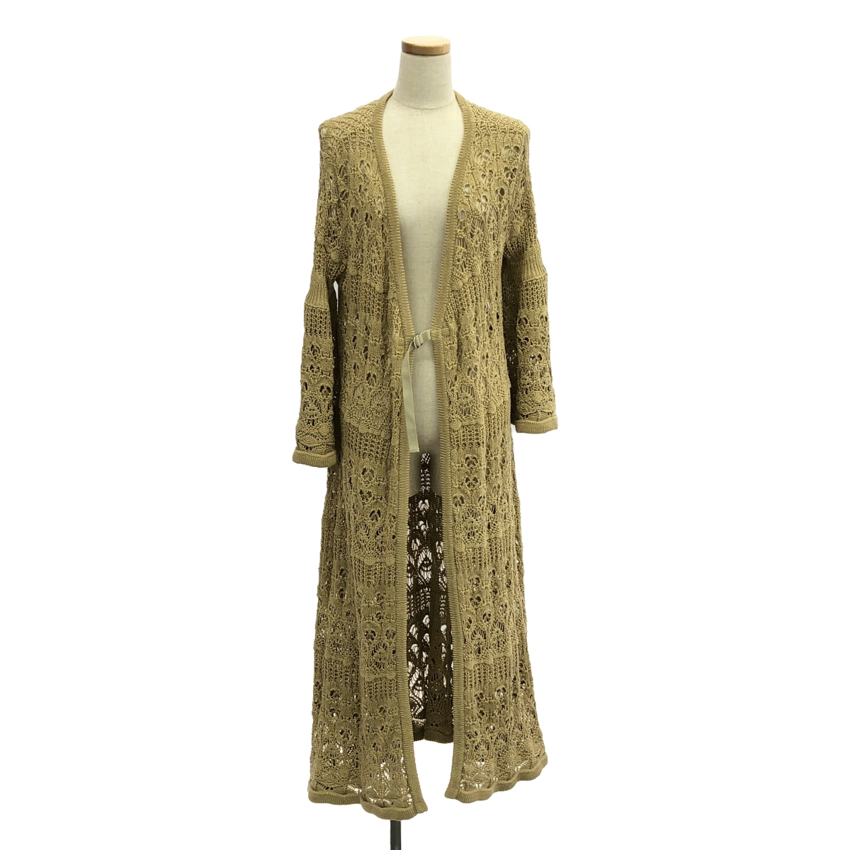 【美品】 Uhr / ウーア | Nostalgic Cardigan / かぎ編み ニット ロングカーディガン | F | ベージュ系 | レディース
