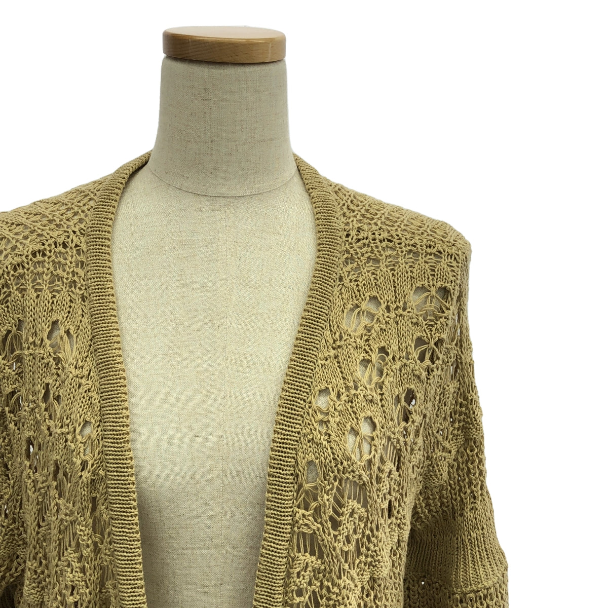 【美品】 Uhr / ウーア | Nostalgic Cardigan / かぎ編み ニット ロングカーディガン | F | ベージュ系 | レディース