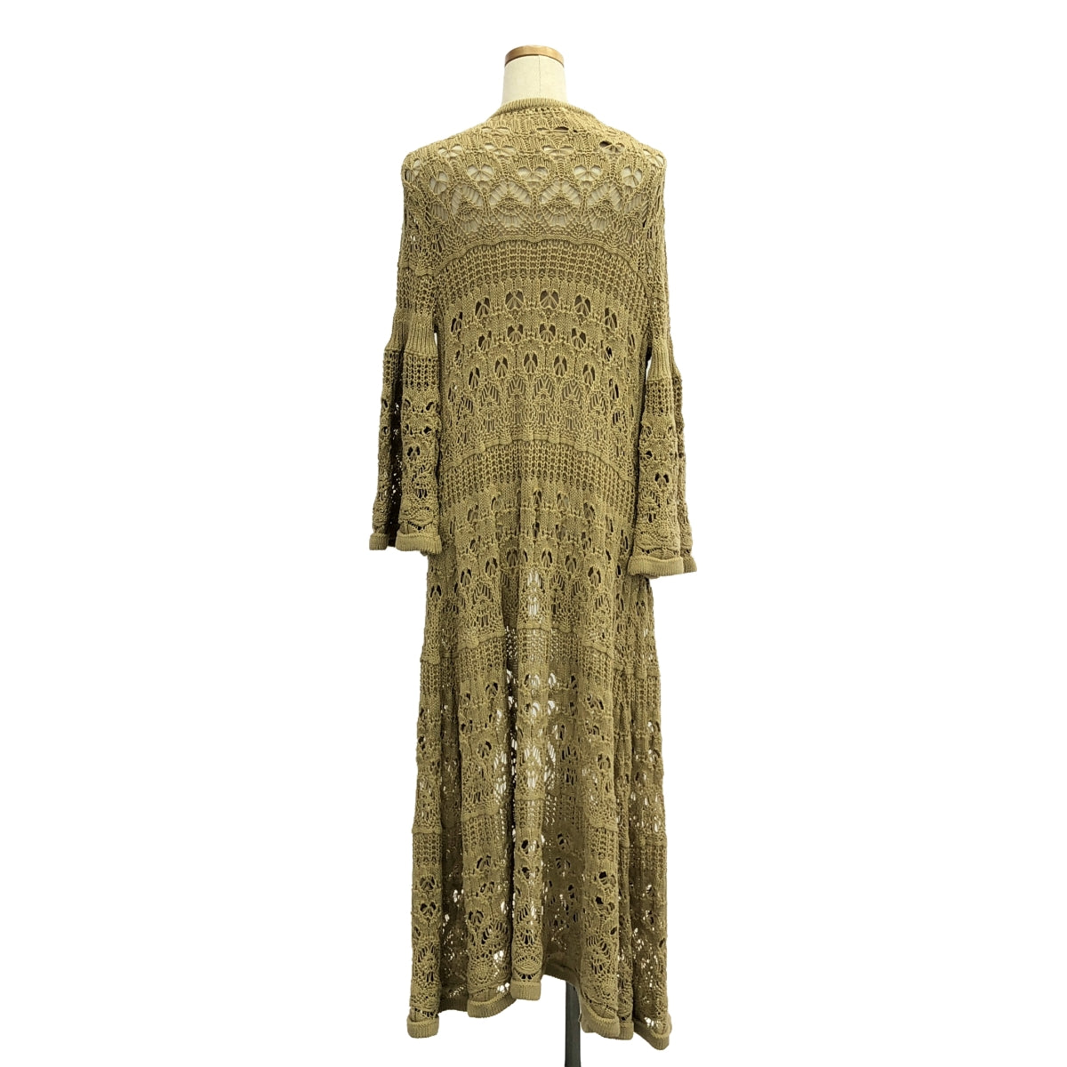 【美品】 Uhr / ウーア | Nostalgic Cardigan / かぎ編み ニット ロングカーディガン | F | ベージュ系 | レディース