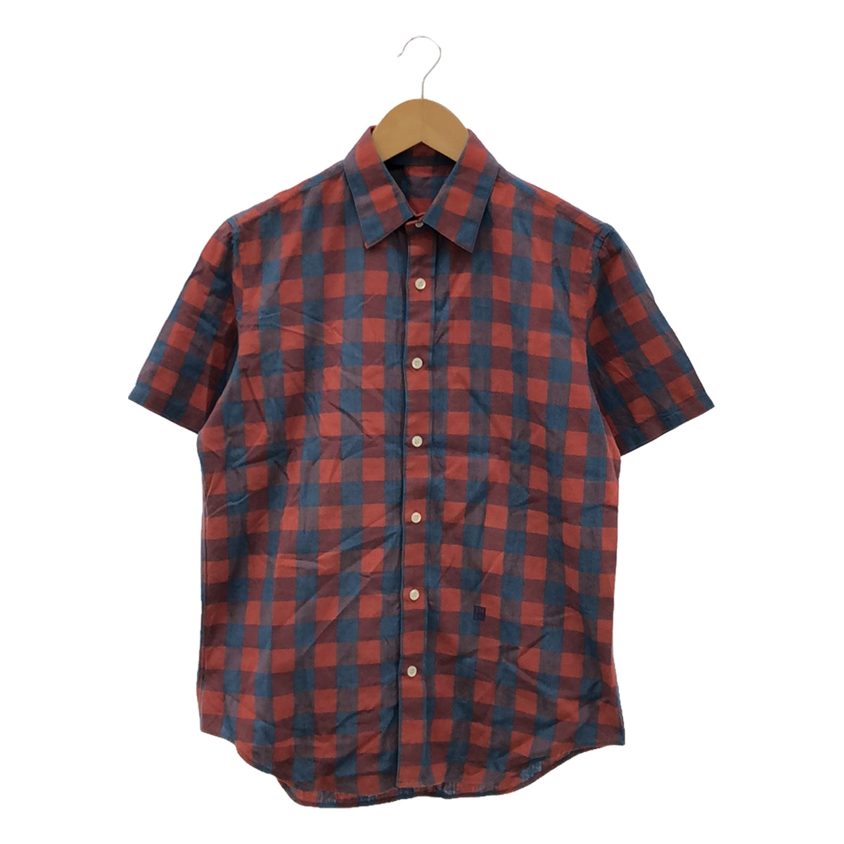 N.HOOLYWOOD | Cotton Block Check Short Sleeve Shirt | Size 36 | Red/Bl – KLD