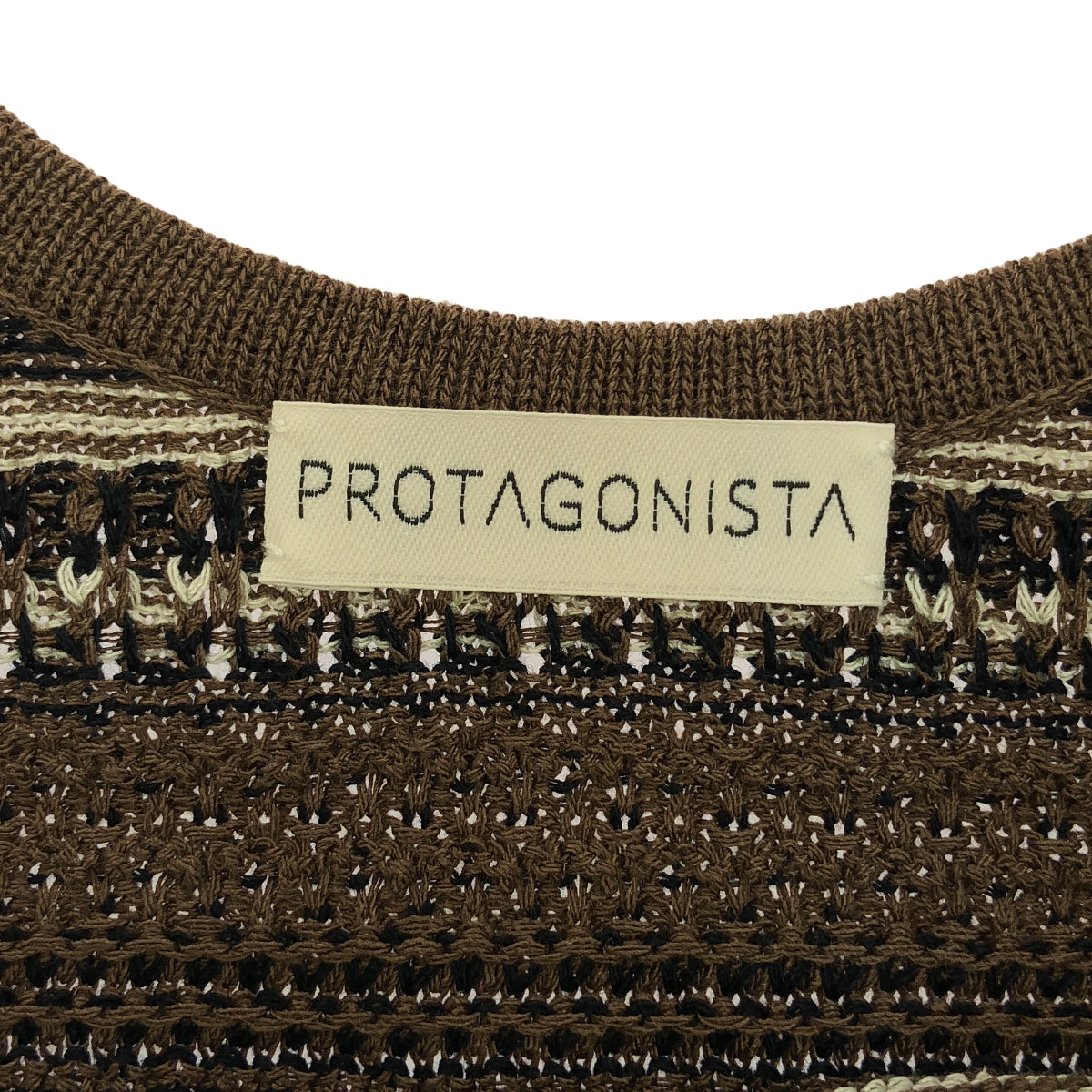【美品】 PROTAGONISTA / プロタゴニスタ | ボーダー ニットタンクトップ | F | ブラウン/ブラック | レディース