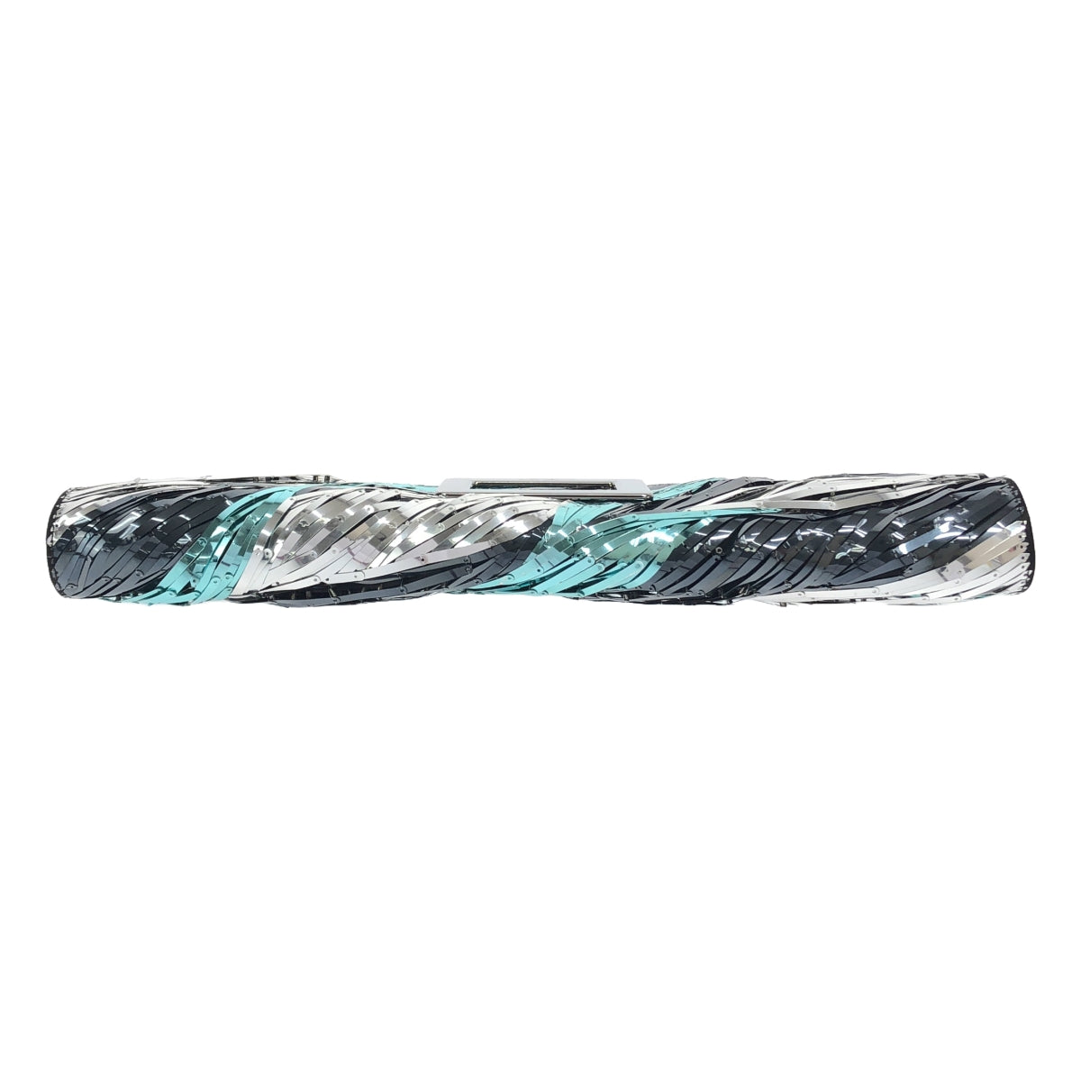 Roger Vivier | Metallic Tape Ribbon Clutch Bag | Silver/Black/Light Blue | Women's