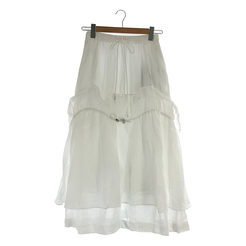 【신품】 ENFOLD / 엔폴드 | 2020AW | 시어 코튼 드로우 스트링 티어드 스커트 | 36 | 화이트 | 여성