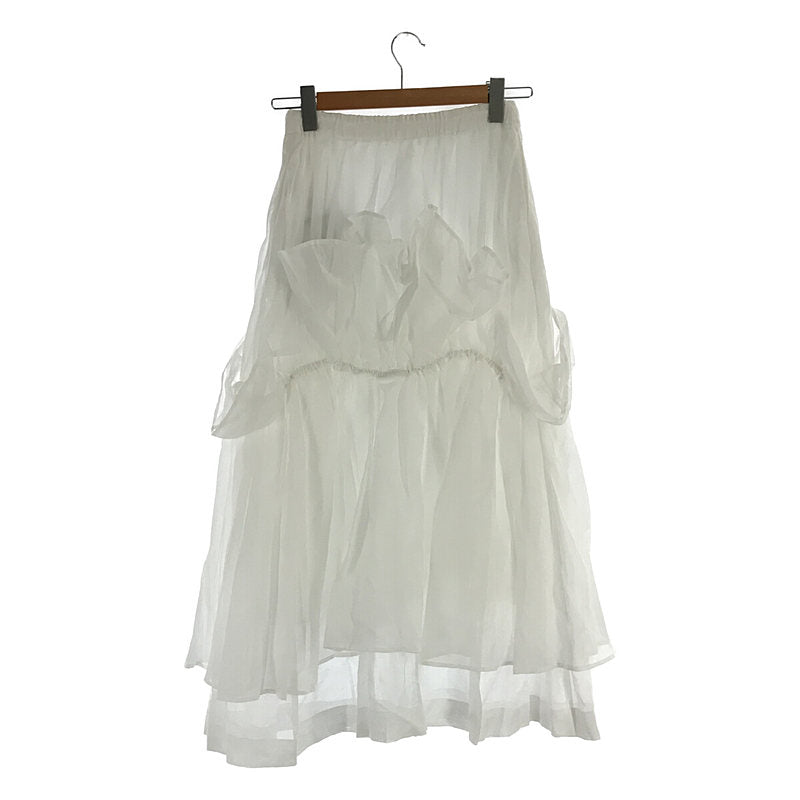 【신품】 ENFOLD / 엔폴드 | 2020AW | 시어 코튼 드로우 스트링 티어드 스커트 | 36 | 화이트 | 여성