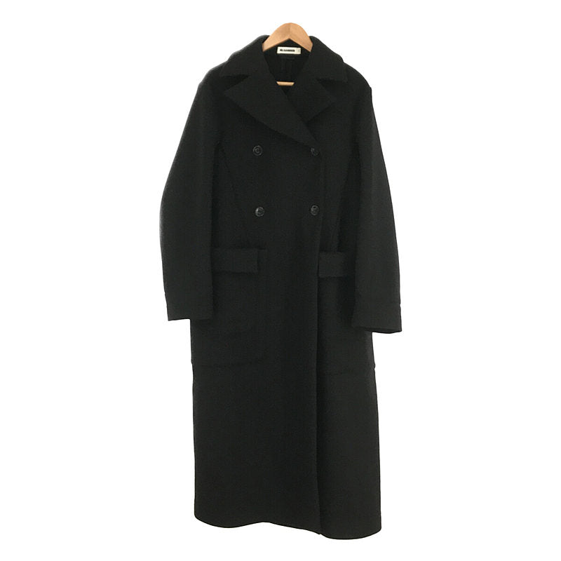 ロングコート ウール ブラック シルバー42cm袖丈