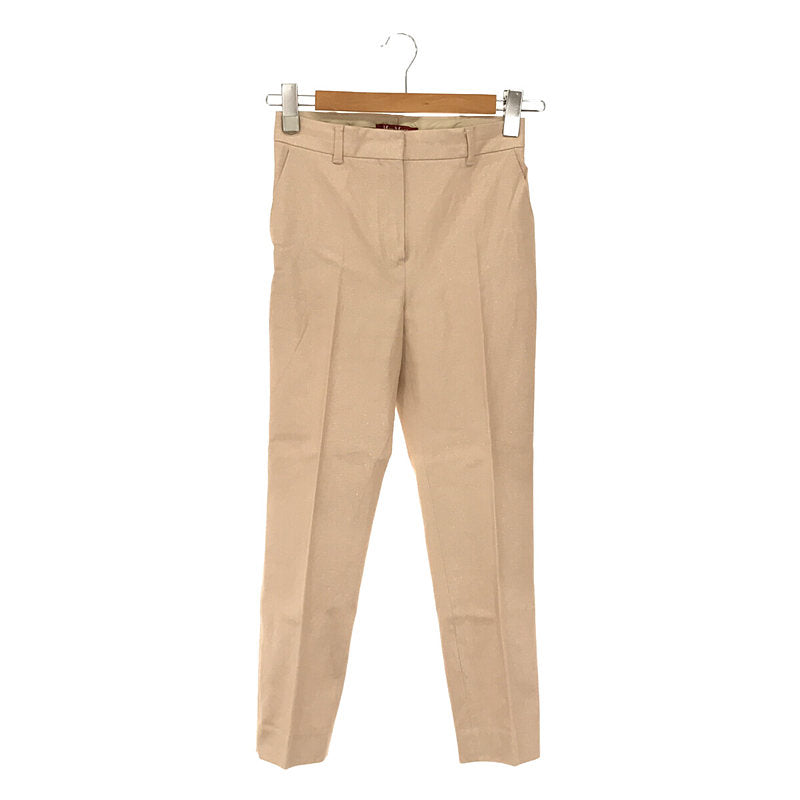 MAX MARA STUDIO / 맥스마라 스튜디오 | 코튼 스트레치 반짝이 호일 프린트 테이퍼 팬츠 | 36 | 핑크 | 여성