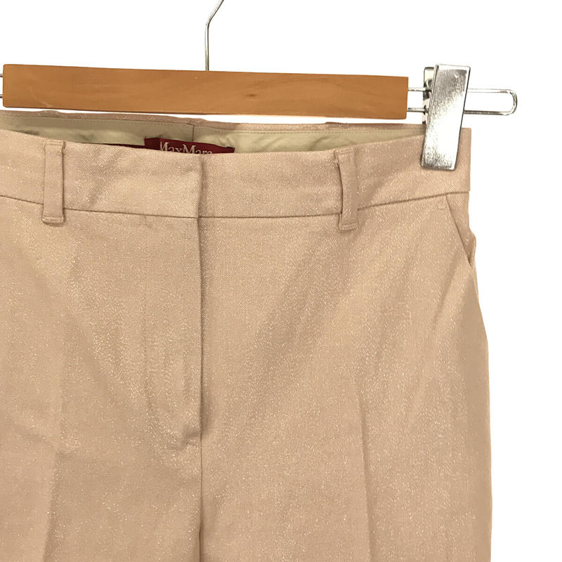 MAX MARA STUDIO / 맥스마라 스튜디오 | 코튼 스트레치 반짝이 호일 프린트 테이퍼 팬츠 | 36 | 핑크 | 여성