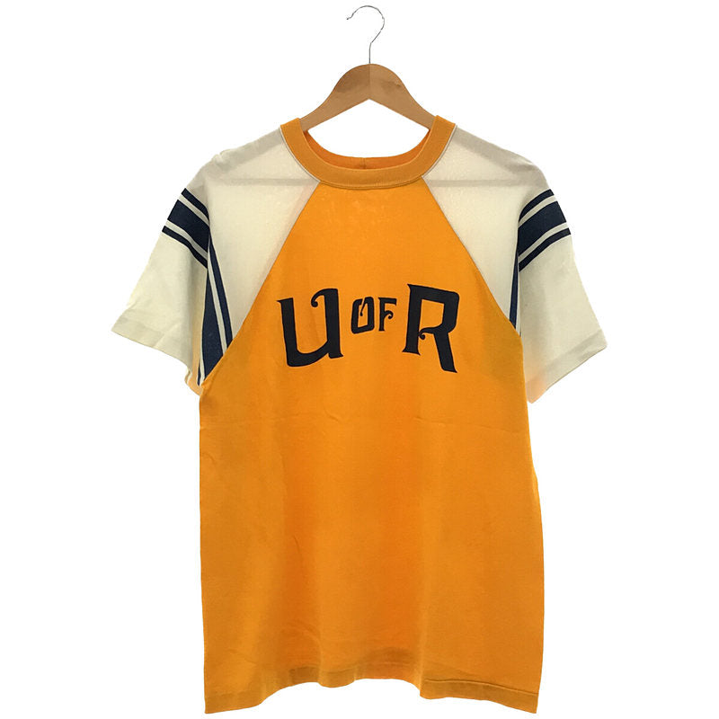 CHAMPION / チャンピオン | 1970s | 70s 〜 VINTAGE ヴィンテージ USA製 バータグ プリント ラグランスリーブ  フットボール Tシャツ | L |