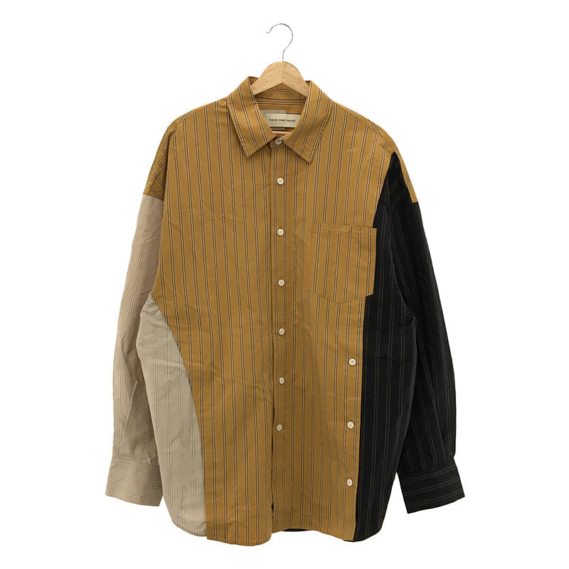 FenG CHen WANG / フェンチェン•ワン | COTTON POPLIN LAYERED SHIRT ストライプ レイヤード シャツ |  M |