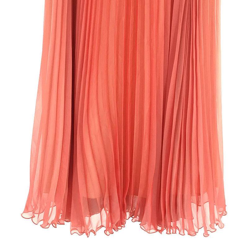 【미품】 AMERI / 아메리 | UND 2WAY SHEER CHAMBRAY SKIRT 페티코트가있는 시어 샴브레이 플리츠 롱 스커트 | S | 핑크 | 여성