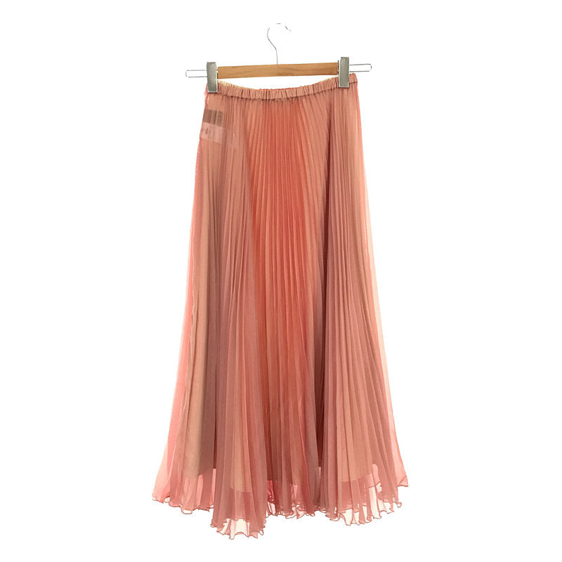 【미품】 AMERI / 아메리 | UND 2WAY SHEER CHAMBRAY SKIRT 페티코트가있는 시어 샴브레이 플리츠 롱 스커트 | S | 핑크 | 여성