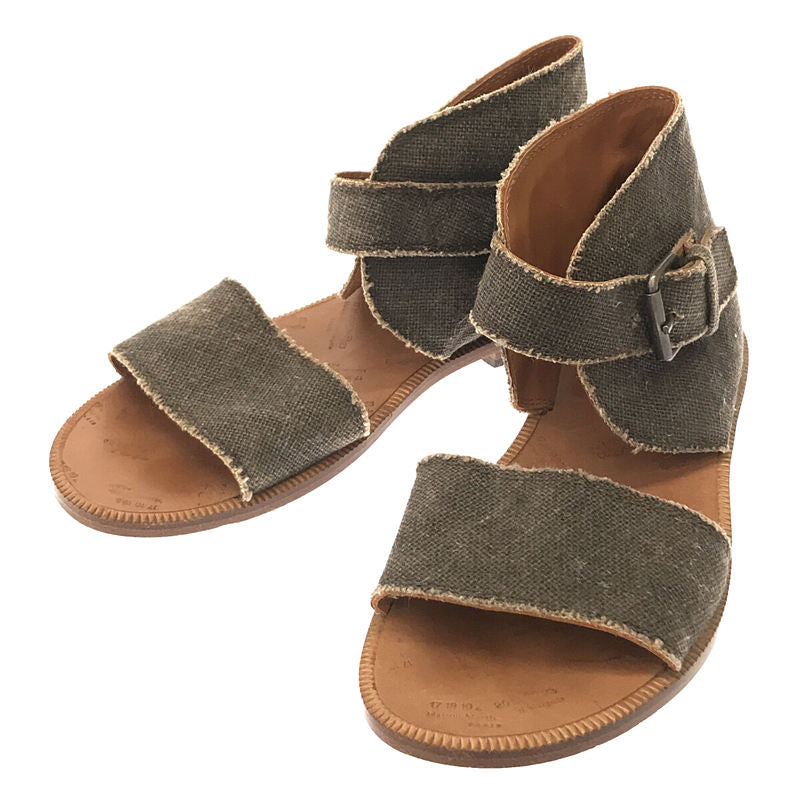 Maison Martin Margiela / 메종 마르탄 마르젤라 | 황마 가죽 발목 스트랩 플랫 샌들 | 36 1/2 | 회색 | 여성