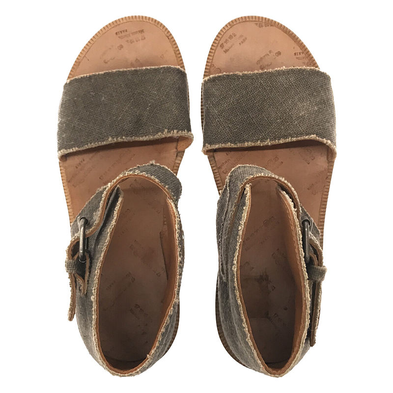 Maison Martin Margiela |黃麻皮革踝帶平底涼鞋 | 36 1/2 |灰色 |女性的