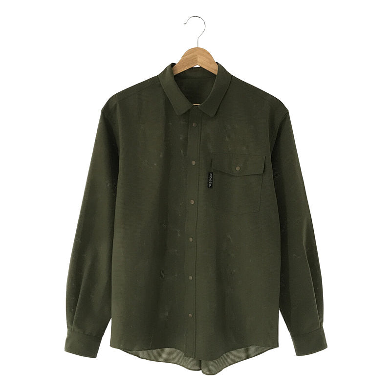 RIDGE MOUNTAIN GEAR / リッジ マウンテン ギア | Poly Basic Long Sleeve Shirt  ポリエステル スナップボタン シャツ | S | WF Olive | メンズ