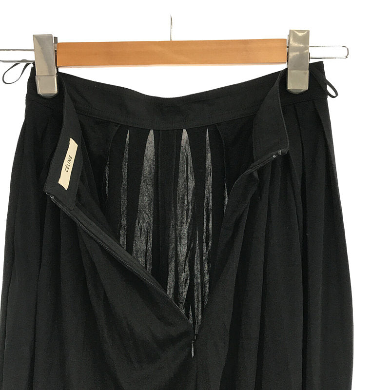 【美品】  CELINE / セリーヌ | フィービー期 トリアセテート プリーツワイドパンツ | 36 | ブラック | レディース