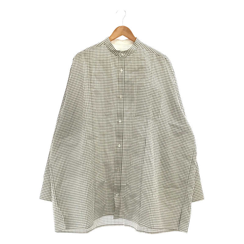 TARO HORIUCHI / タロウホリウチ | 2021SS | Oversized Band collar Shirt コットン シルク グラフ  チェック オーバーサイズ バンドカラー ロング シャツ | 46 |