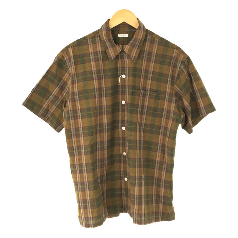 PHIGVEL / フィグベル | 2022SS | MADRAS BACK GATHERING SS SHIRT マドラスチェック オープンカラー  ギャザー 半袖 シャツ | 14 1/2 size1 |