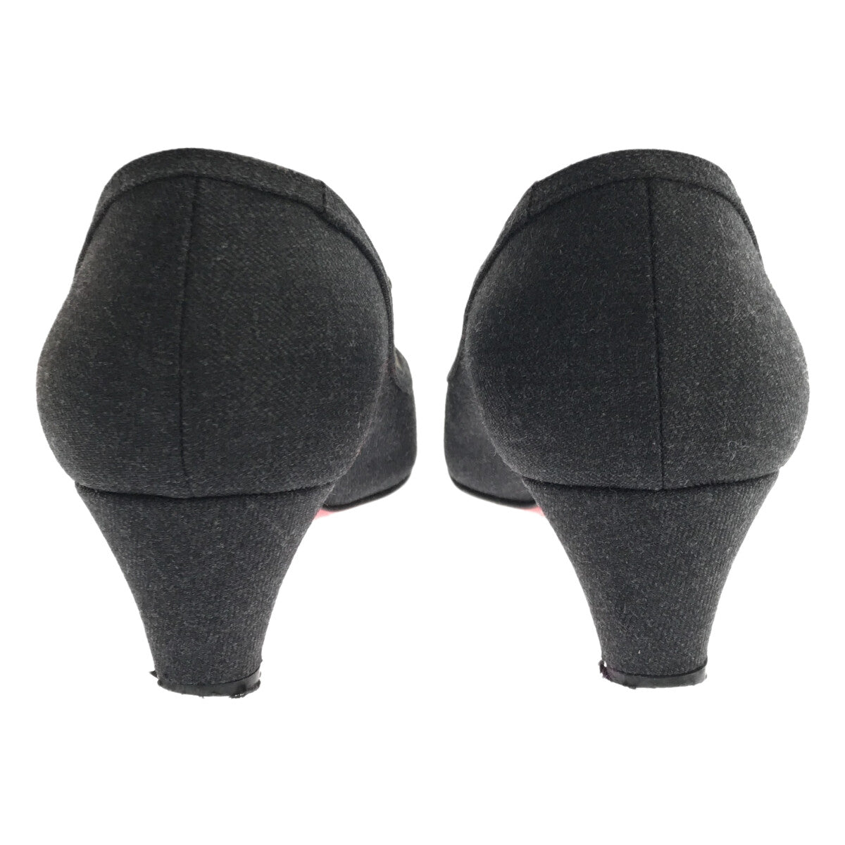 Christian Louboutin / クリスチャンルブタン | MILADY 45 FLANNEL オープントゥ リボン パンプス | 37 1/2 | グレー | レディース