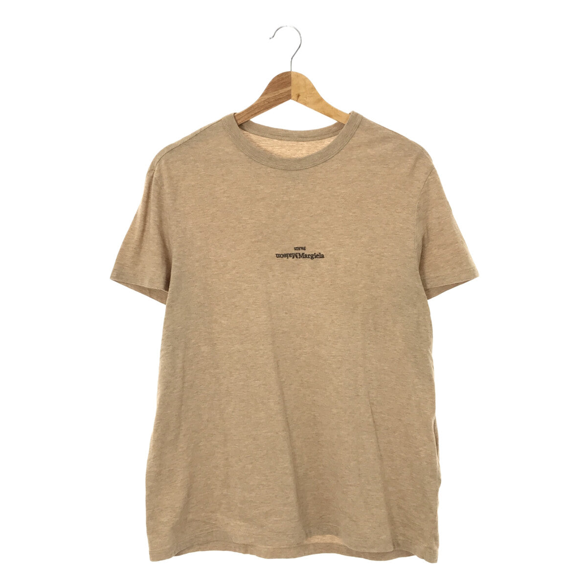 Tシャツ/カットソー(半袖/袖なし)Maison Margiela / メゾンマルジェラ | 2021SS | 反転ロゴ 刺しゅう Tシャツ | 44 | ベージュ | メンズ
