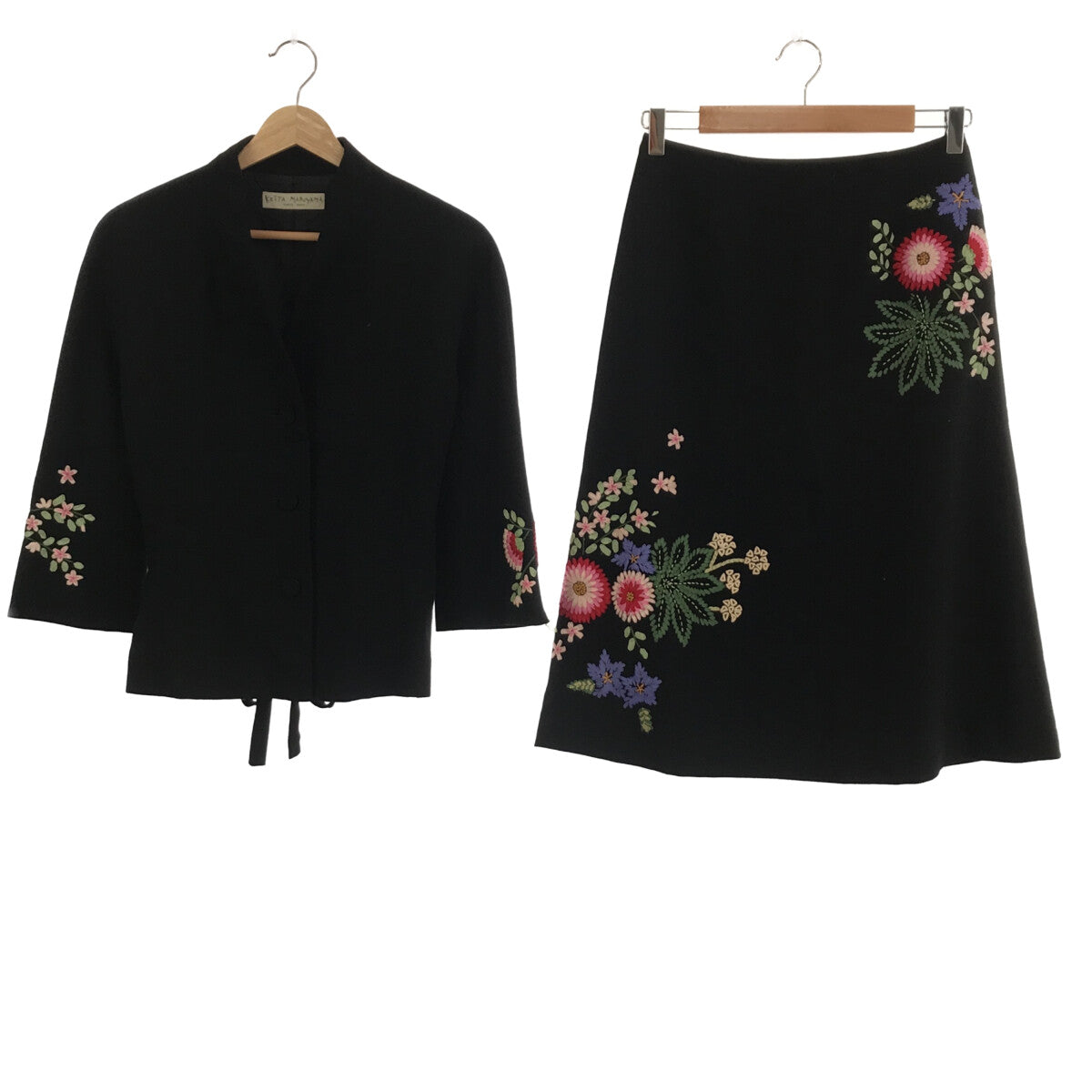 KEITA MARUYAMA / ケイタマルヤマ | セットアップ フラワー刺繍 ノーカラージャケット スカート | 1 |