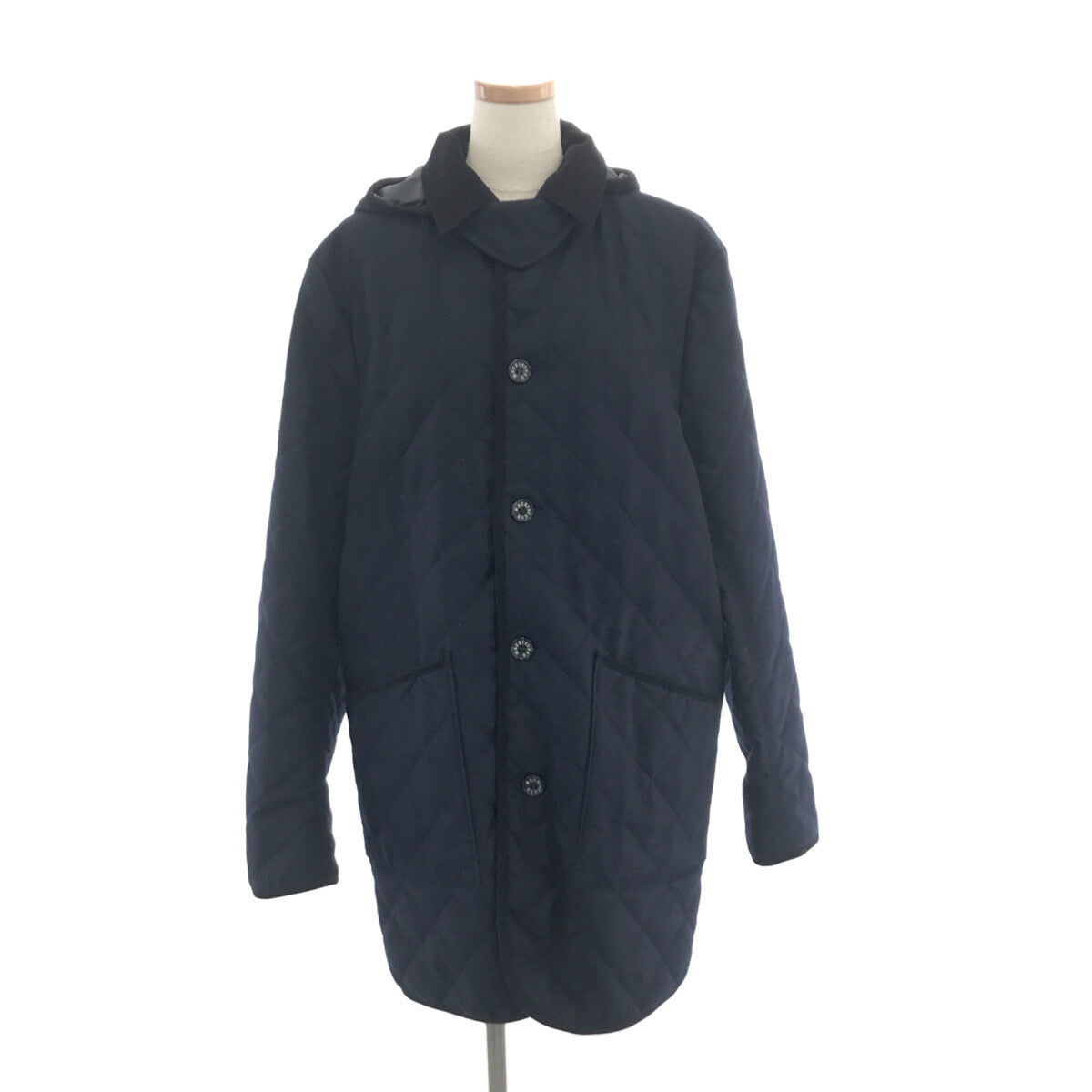 【美品】  MACKINTOSH LONDON / マッキントッシュロンドン | 着脱可フード・チンストラップ付き キルティングコート | 42 | ネイビー | メンズその他