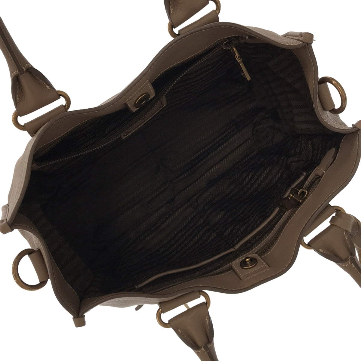 PRADA / 프라다 | 가죽 2way 어깨 토트 백 | 베이지 | 여성