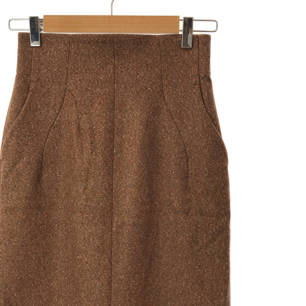 【신품】 Mame Kurogouchi / 마메쿠로고우치 | 2022AW | Melange Flannel Skirt 플란넬 스커트 | 1 | 브라운 | 여성