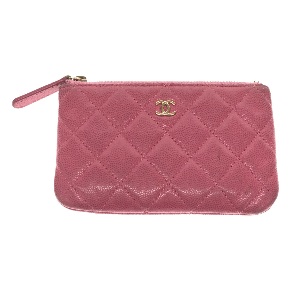 シャネル CHANEL マトラッセ クラシックミニポーチ キャビアスキン ピンク ポーチ A82365 30番台 美品 新入荷 CH0807