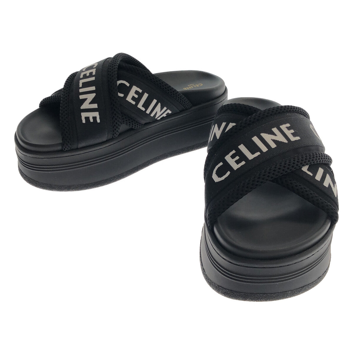 CELINE / セリーヌ | ブロック スライド サンダル / メッシュ＆CELINE 