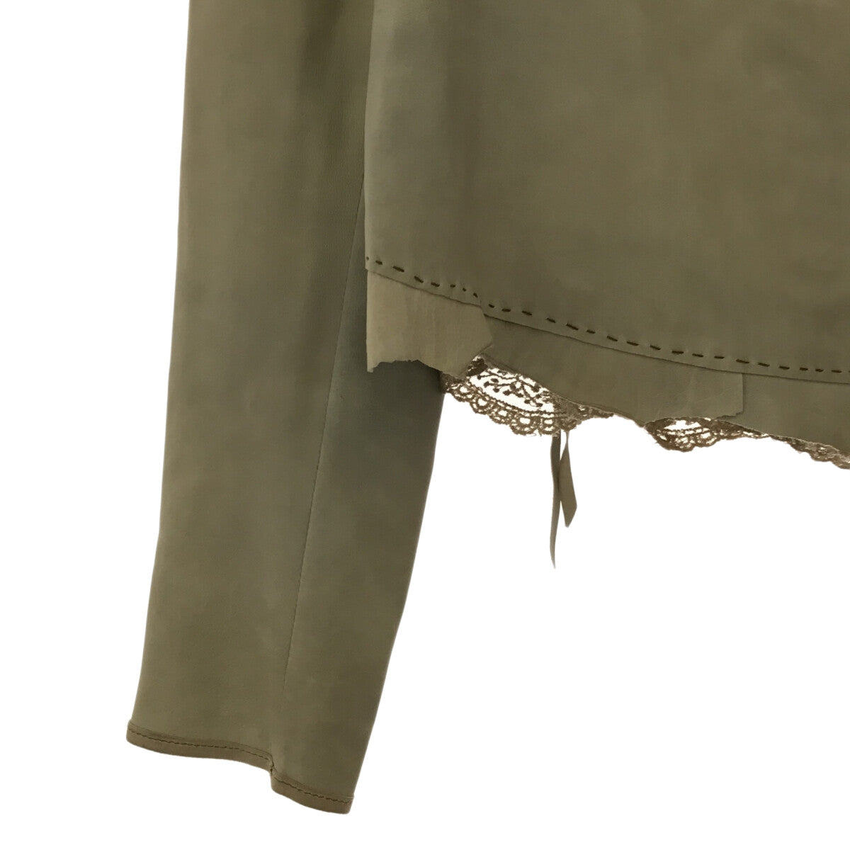 NIGEL PRESTON & KNIGHT / 나이젤 프레스턴 앤 나이트 | 레이스 전환 램 가죽 라이더스 재킷 | S | 베이지 | 여성