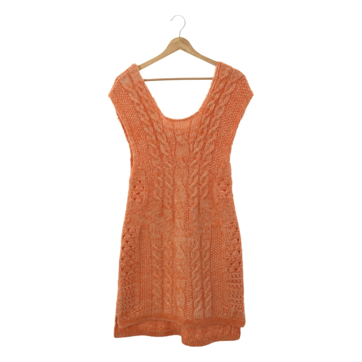 【신품】 Mame Kurogouchi / 마메쿠로고우치 | 2021AW | Multi-Pattern Cable Sleeveless Knitted Vest 니트 베스트 | 2 | 오렌지 | 여성