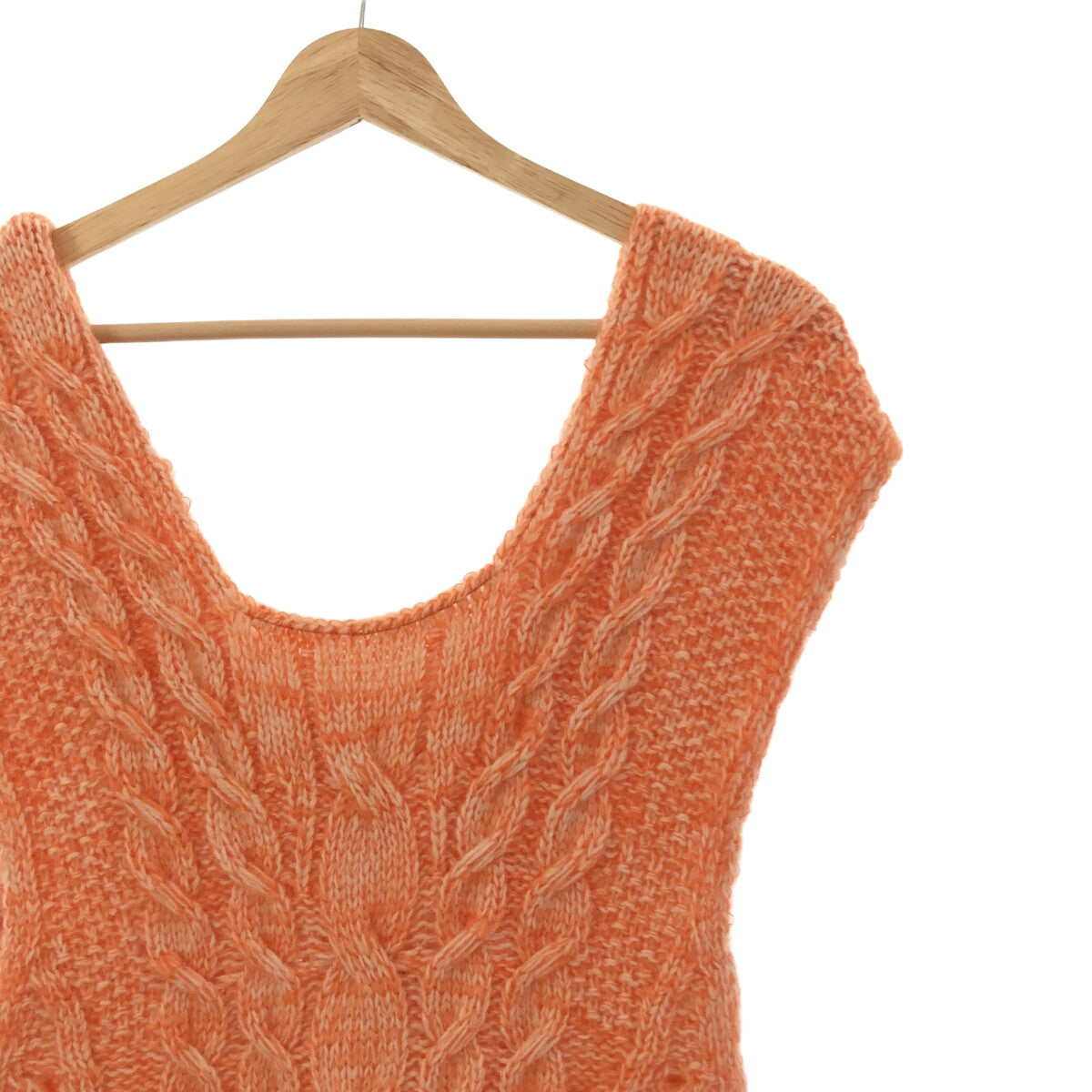 【신품】 Mame Kurogouchi / 마메쿠로고우치 | 2021AW | Multi-Pattern Cable Sleeveless Knitted Vest 니트 베스트 | 2 | 오렌지 | 여성
