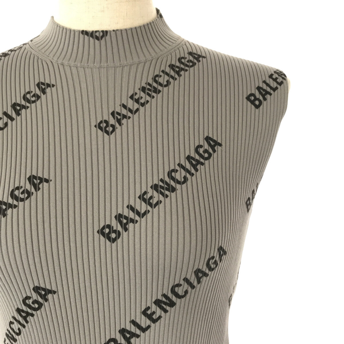 巴黎世家 |標誌印花裹身無袖連身裙 | XS |灰色 |女性的