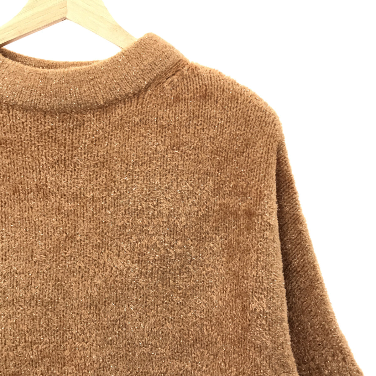 ADORE / 아도어 | 모직 혼합 하이넥 하프 슬리브 니트 | 38 | 브라운 | 여성