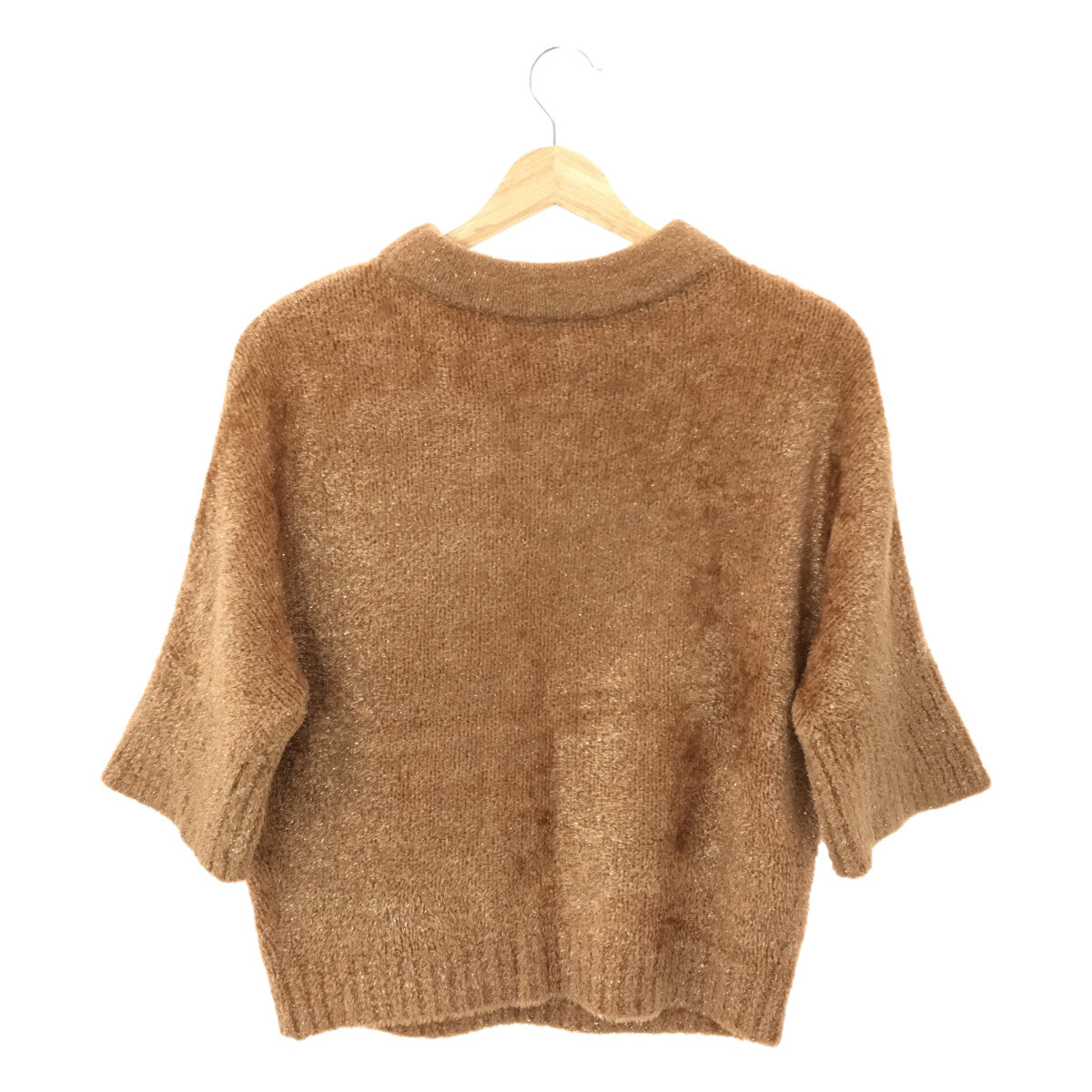 ADORE / 아도어 | 모직 혼합 하이넥 하프 슬리브 니트 | 38 | 브라운 | 여성