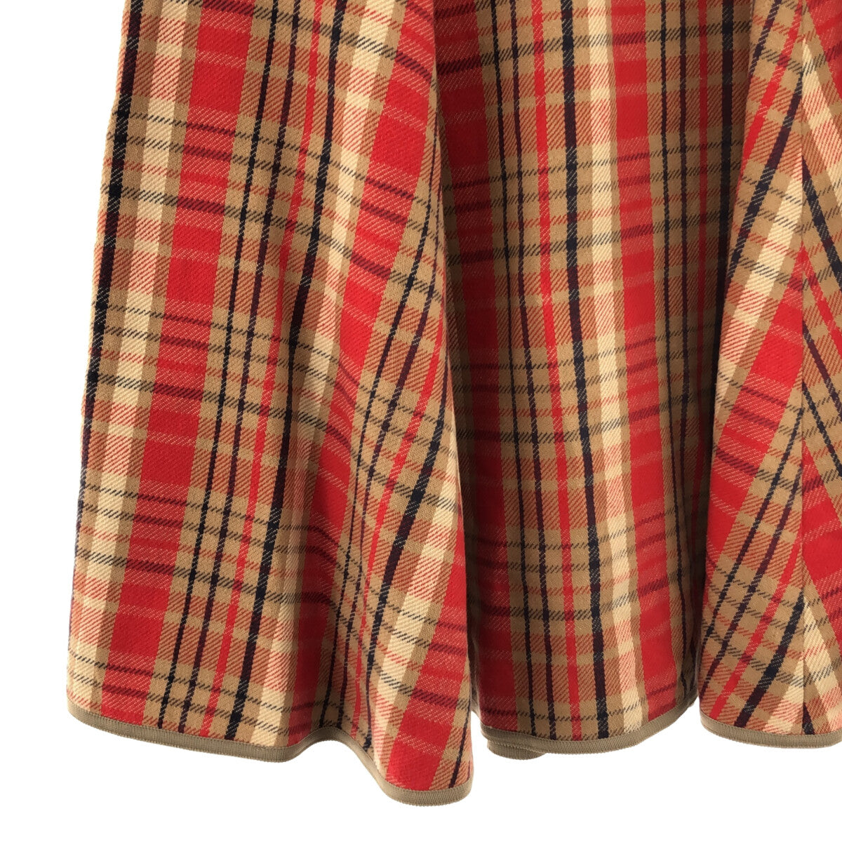 【미품】 UNION LAUNCH / 유니언 런치 | × Ron Herman 론하만 별주 울 체크 플레어 스커트 | XS | 레드 |