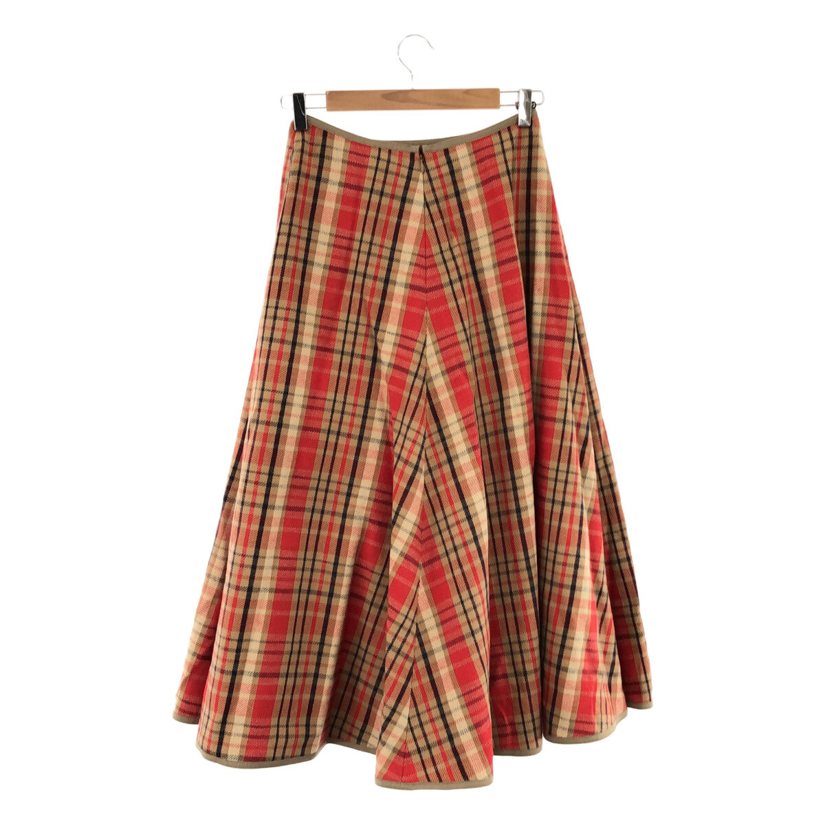 【미품】 UNION LAUNCH / 유니언 런치 | × Ron Herman 론하만 별주 울 체크 플레어 스커트 | XS | 레드 |