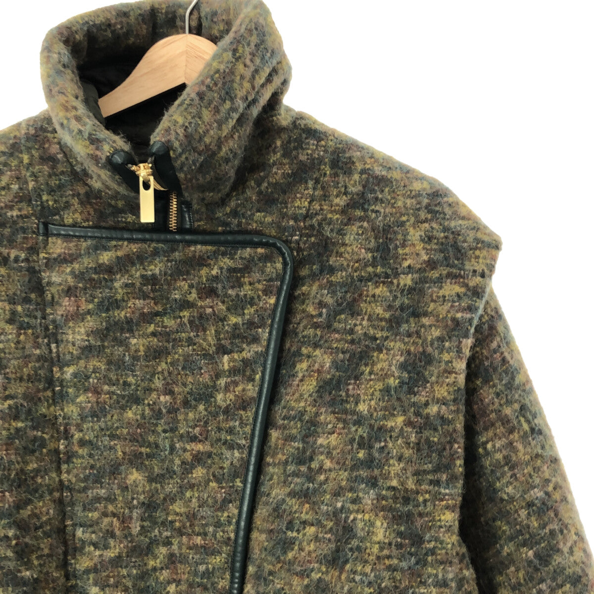 【신품】 Mame Kurogouchi / 마메쿠로고우치 | 2022AW | Alpaca Blend Shaggy Wool Blouson 샤기 울 블루존 | 2 | 그린 | 여성