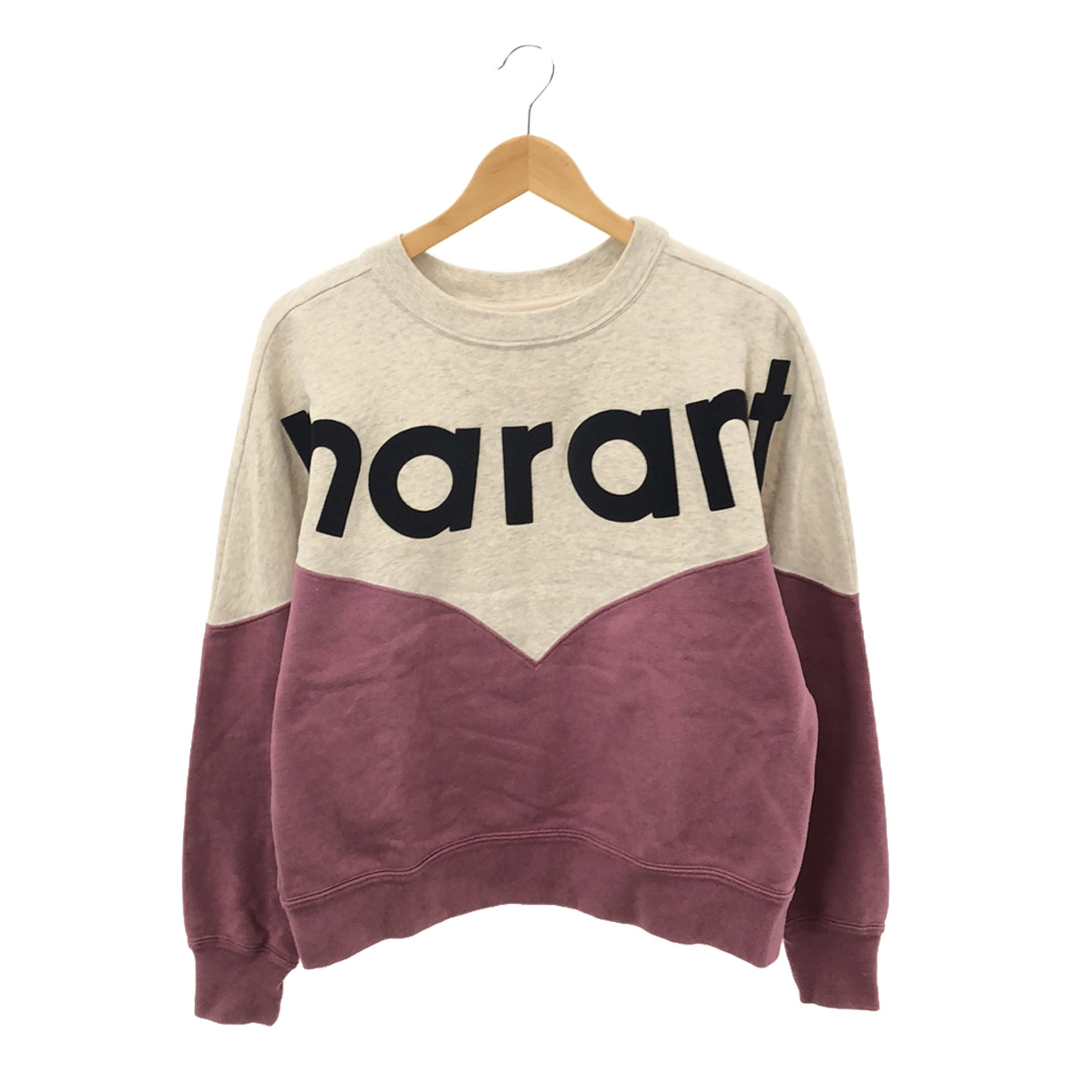 ISABEL MARANT ETOILE / イザベルマランエトワール | 2021AW | HOUSTON SWEATSHIRT ロゴ  フロッキープリント バイカラー スウェット | 36 | レディース