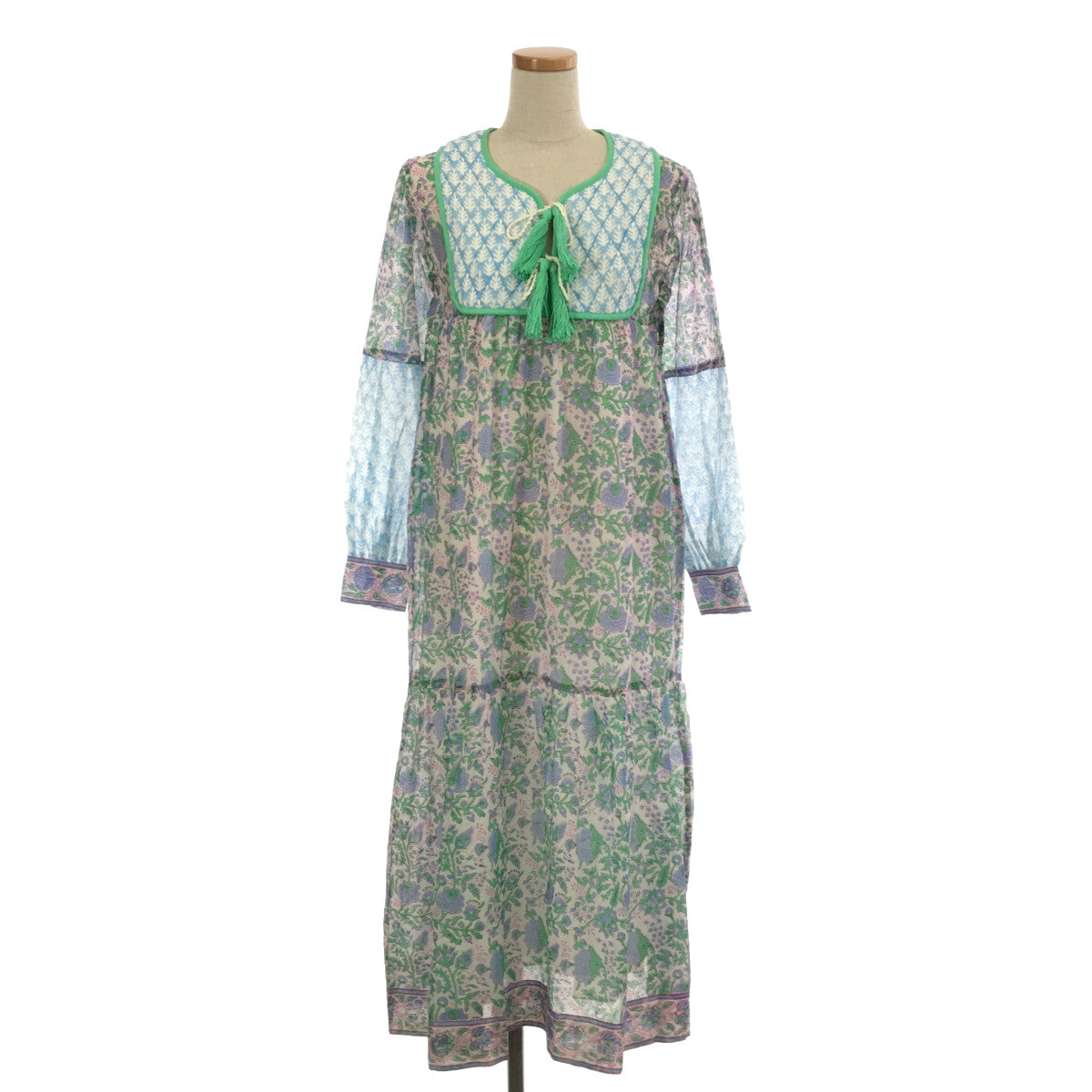 SZ Blockprints / エスゼットブロックプリント | × Ron Herman ロンハーマン別注 Silk Jodhpur Dress  ボタニカルプリント ワンピース | XS |