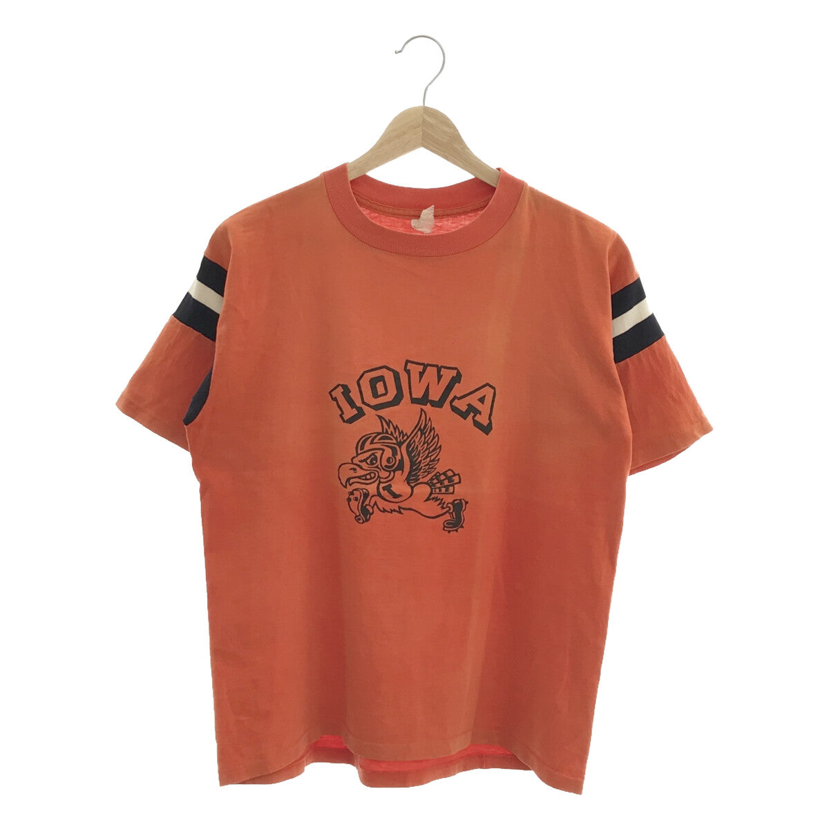 VINTAGE / ヴィンテージ古着 | 80s〜 Collegiate Pacific 袖切替 IOWA プリント Tシャツ | M |