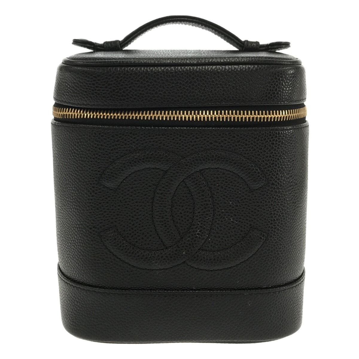 香奈兒 | 93659 Coco Mark 魚子醬皮革化妝包 |黑色 |女性的
