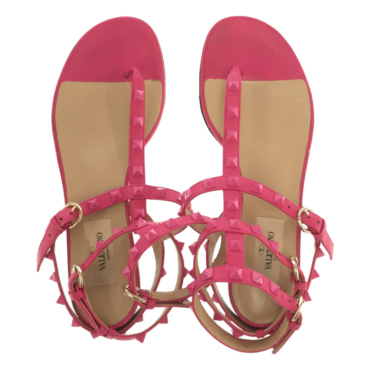 華倫天奴·格拉瓦尼 | Rockstud 平底人字拖涼鞋 | 37 |粉紅色 |女性的