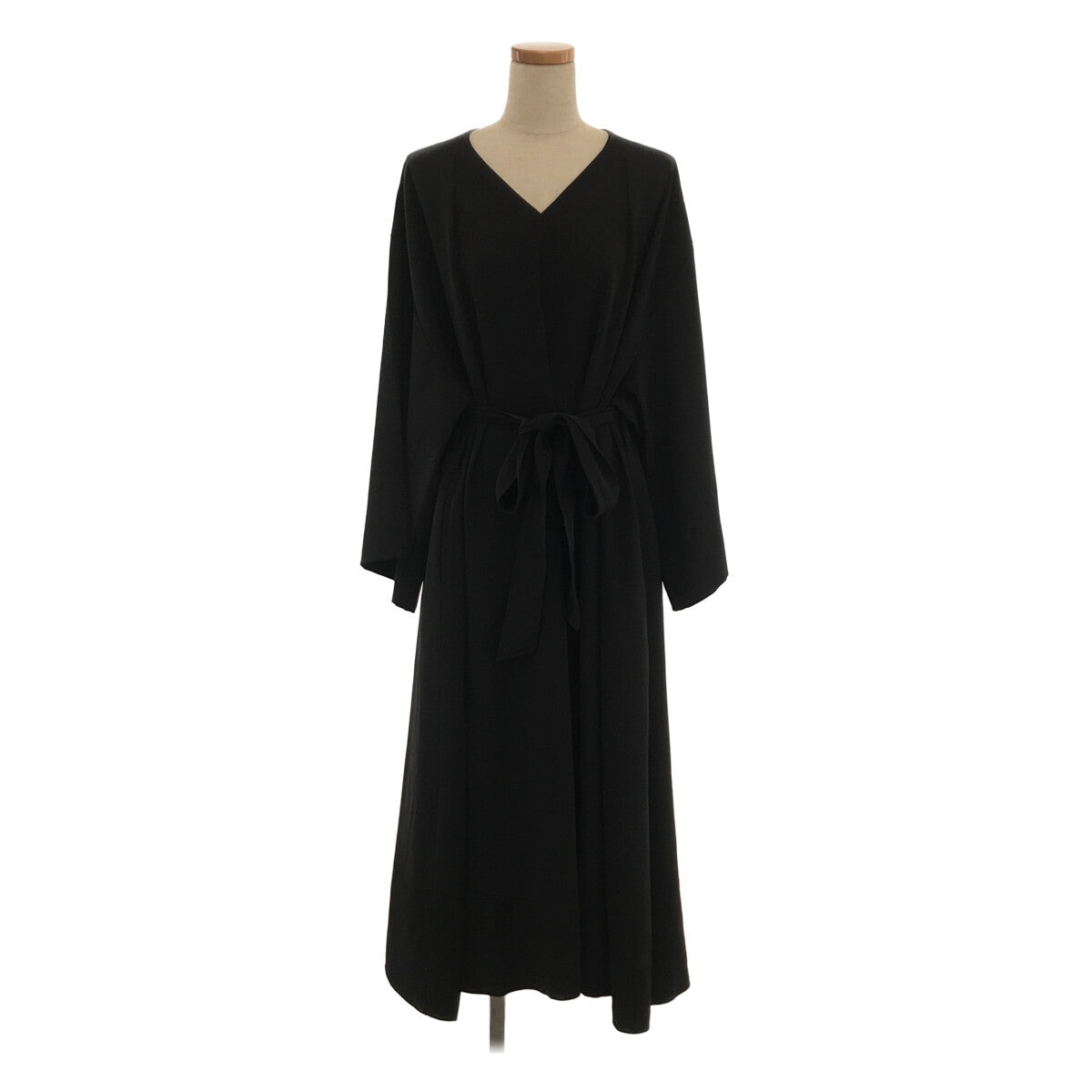 【美品】 foufou / フーフー | THE DRESS #07 drape v neck dress ワンピース | 0 | ブラック |  レディース
