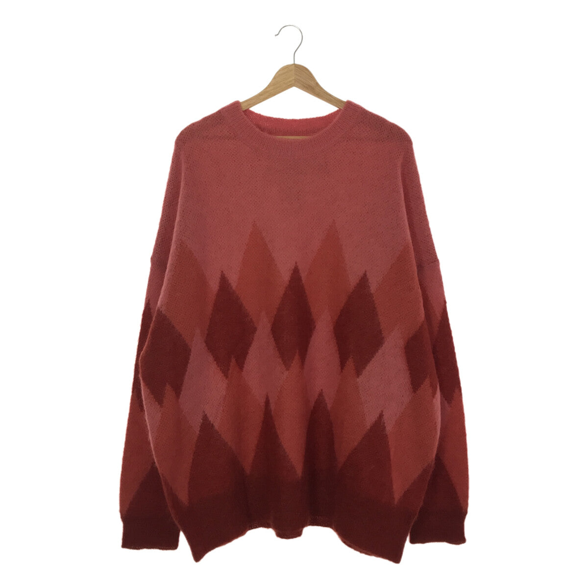 【신품】 DAIRIKU / 다이릭 | 2022AW | Argyle Mohair Pullover Knit 아가일 모헤야 니트 | L | 핑크 레드 | 남성