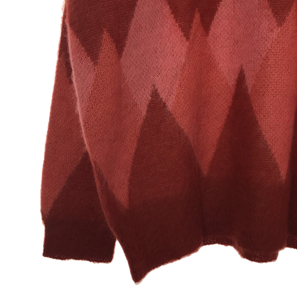 【신품】 DAIRIKU / 다이릭 | 2022AW | Argyle Mohair Pullover Knit 아가일 모헤야 니트 | L | 핑크 레드 | 남성