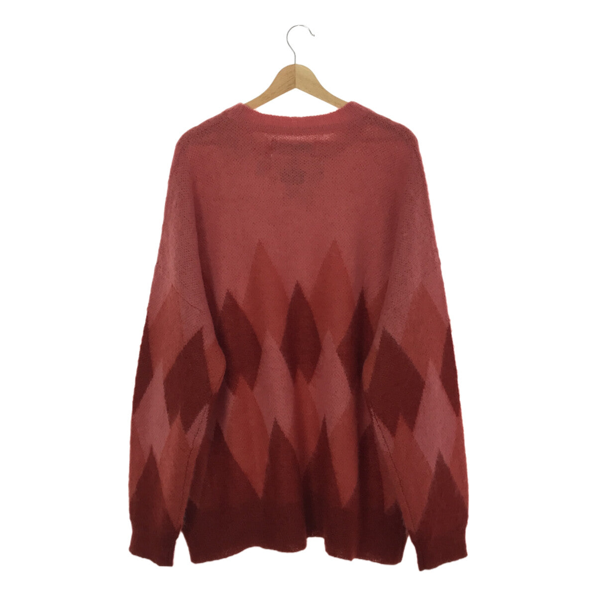 【신품】 DAIRIKU / 다이릭 | 2022AW | Argyle Mohair Pullover Knit 아가일 모헤야 니트 | L | 핑크 레드 | 남성