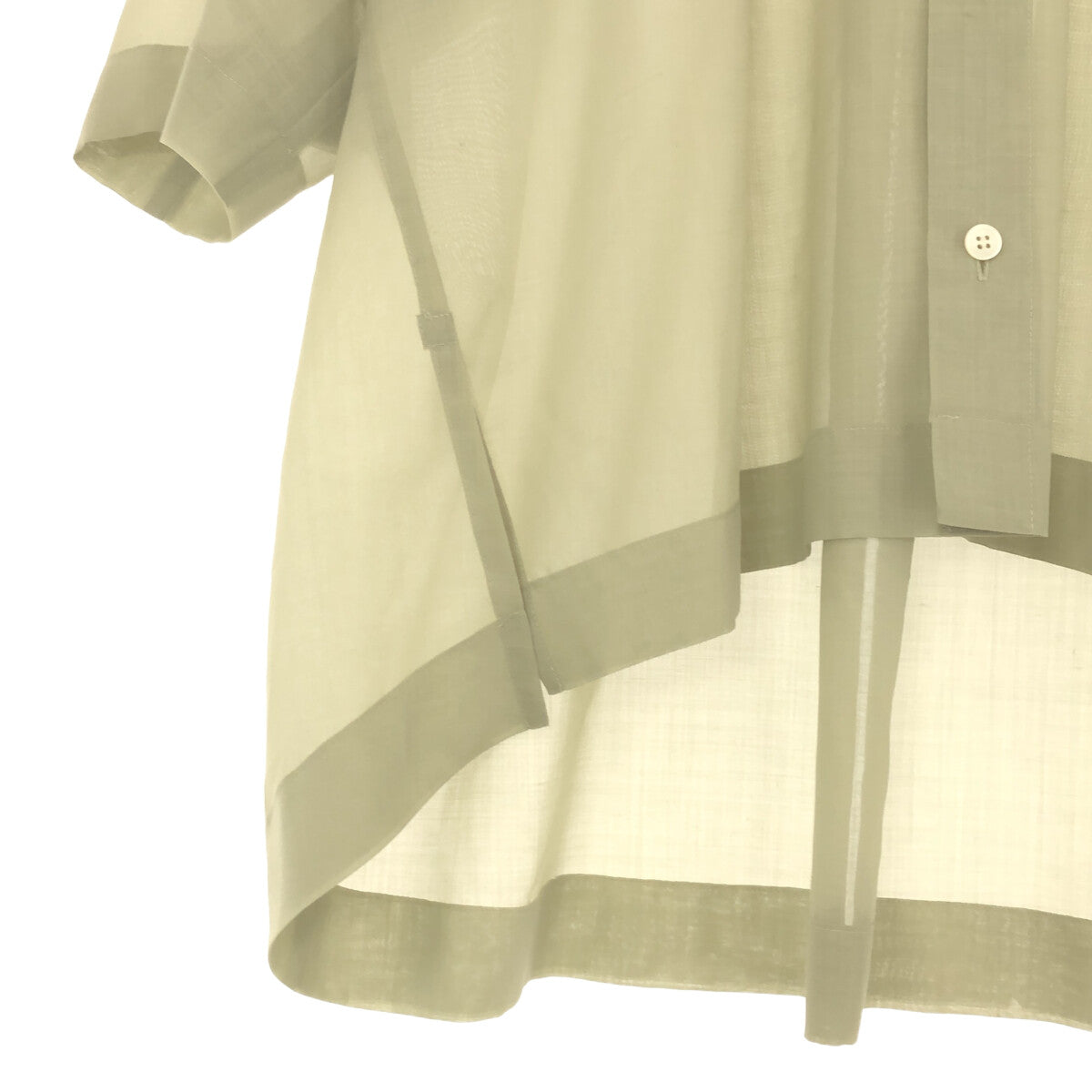 【미품】 ISSEY MIYAKE / 잇세이 미야케 | 2023SS | 시어 울 하이넥 오버 사이즈 반소매 셔츠 | 2 | 라이트 그린 | 여성