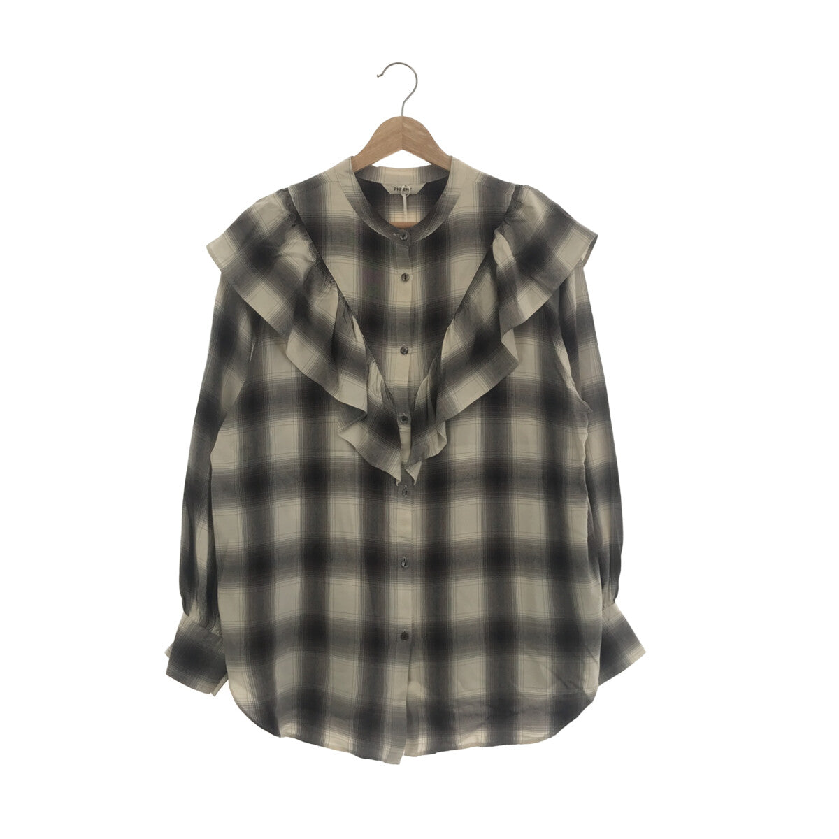 PHEENY / フィーニー | 2022SS | Rayon ombre check frill shirt