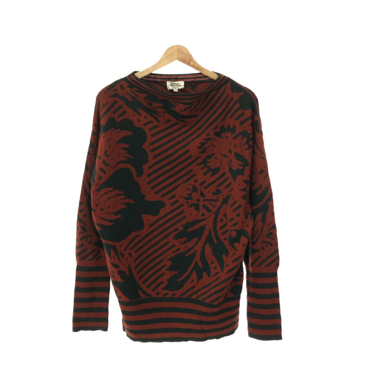 Vivienne Westwood MAN / ヴィヴィアンウエストウッドマン | 2019AW | BROCADE FLOWER KNIT ジャガードニット | 44 | オレンジ / ダークグリーン | メンズトップス